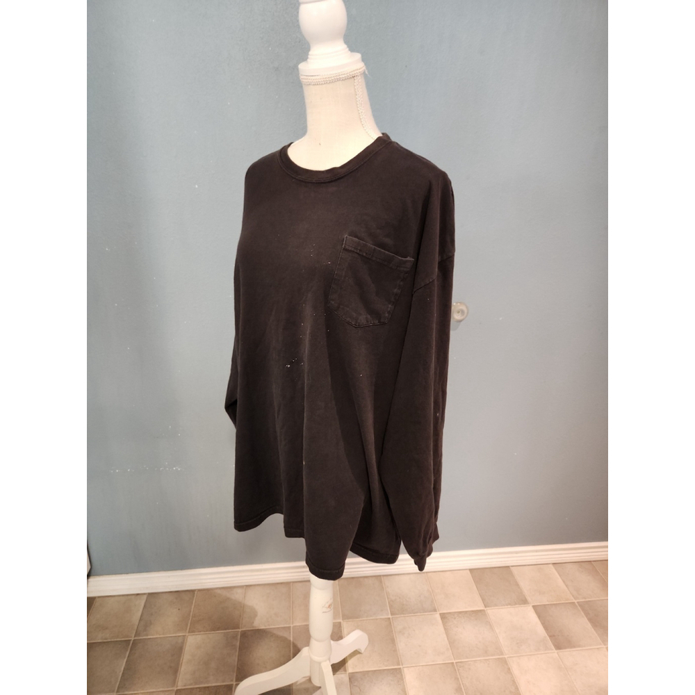 Hanes Heavy weight 100% preshrunken cotton distressed destroyed long sleeve tee